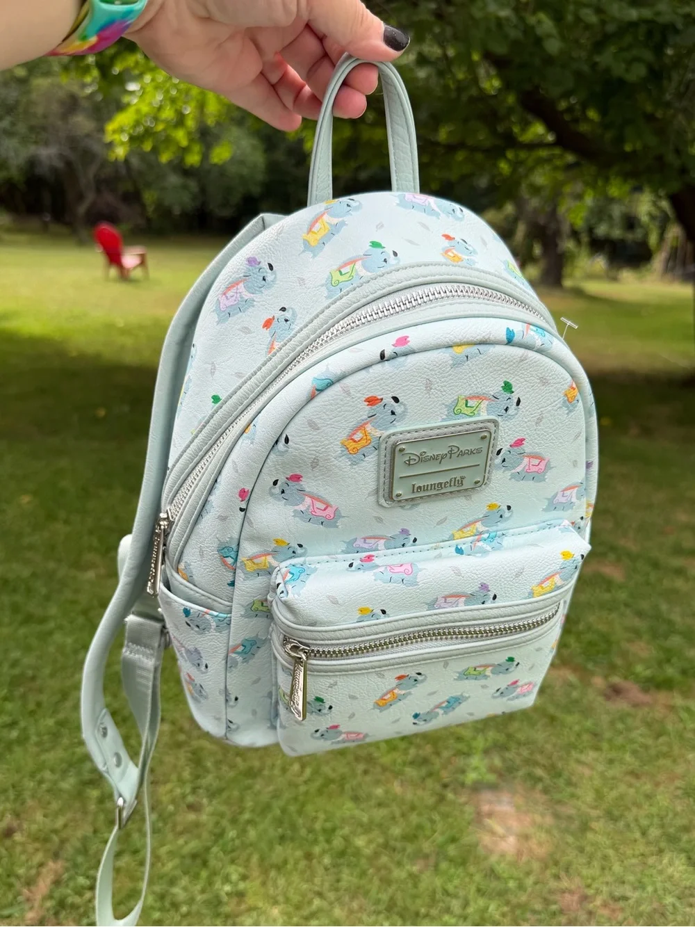 Disney Parks Loungefly Dumbo Hard Tag Mini Backpack Blue Preowned